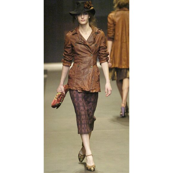 Miu Miu Fall 2004 Runway Heels 38.5 Bronze Brocade Vintage Archive Platform - Picture 2 of 10